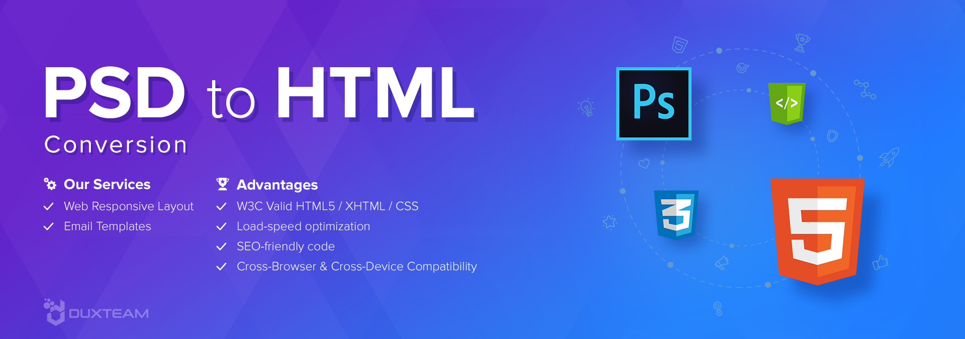 PSD to HTML conversion service